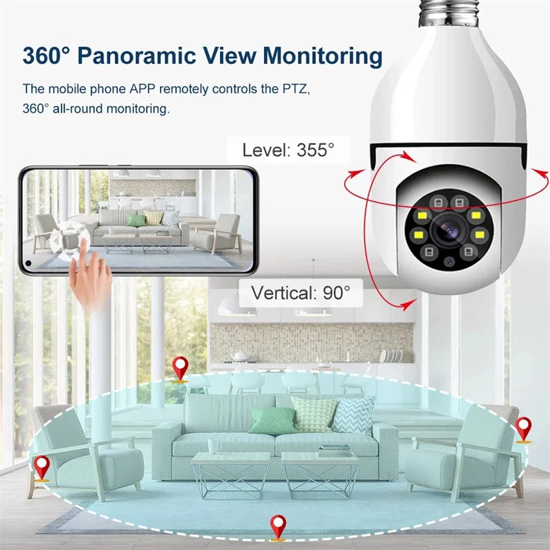 Caméra à ampoule WiFi 5G 5MP 3MP Sécurité intérieure Auto Auto de suivi de vision nocturne colorée humaine E27 Base Mini PT Caméra JCC.COM
