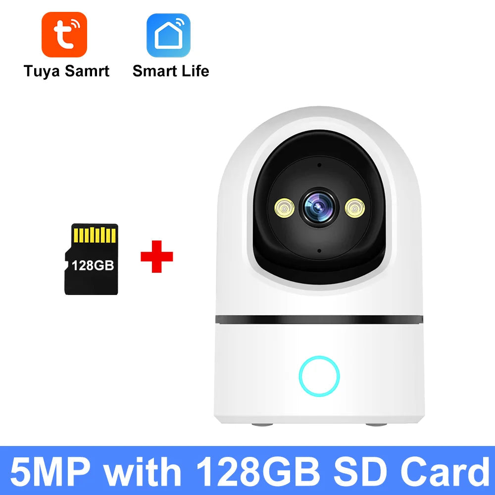 Tuya 5MP HD WIFI Caméras de sécurité Couleur Vision nocturne Fonction de suivi automatique 360 rotation Un clic Appel Audio bidirectionnel JCC.COM