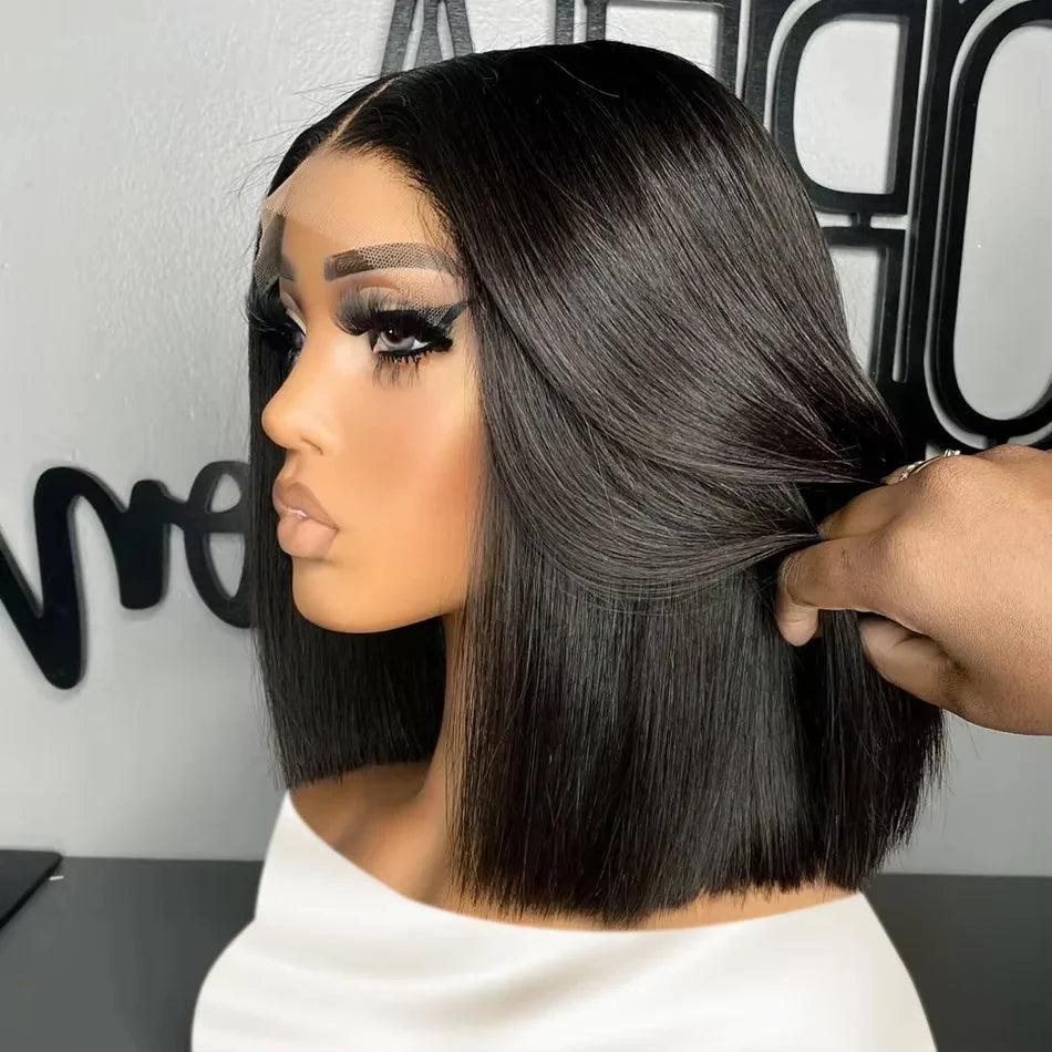 Perruque Bob Brésilien Remy 13×4 – Cheveux Humains 100% Lisses, 14" JCC.COM