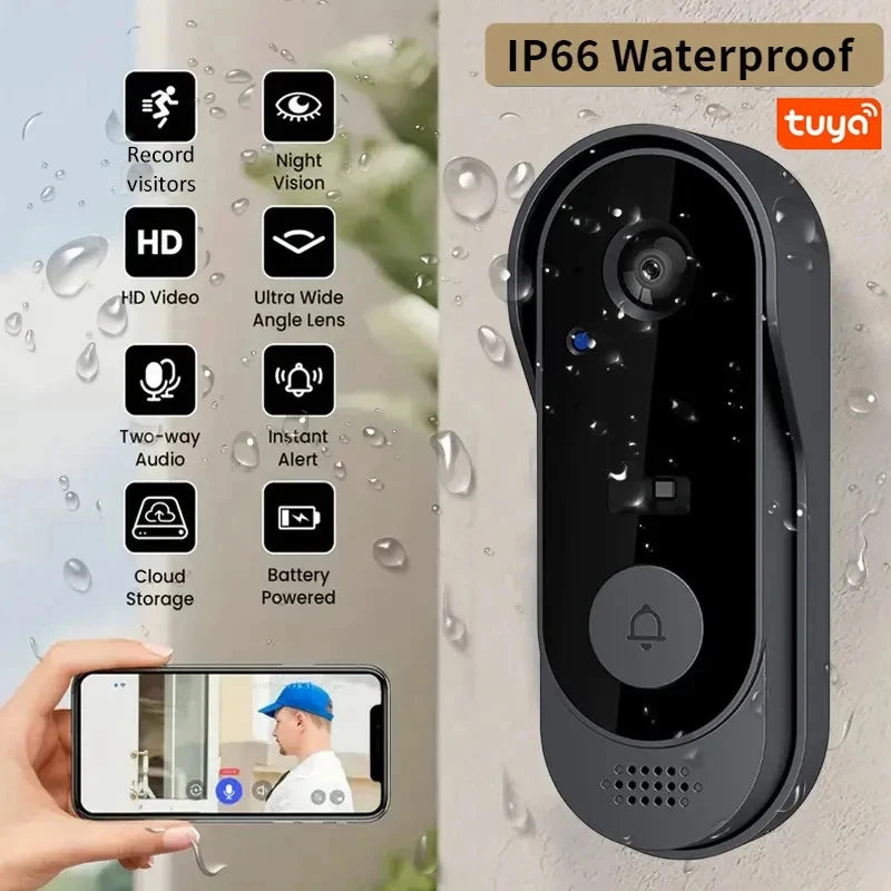 Tuya Doorbell avec caméra sans fil Bundle Doorbell Smart Home WIFI HD caméra téléphonique extérieure caméra vidéo Intercom vision nocturne JCC.COM