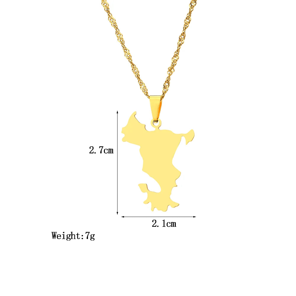 mode Français Mayotte île Carte pendentif Collier acier inoxydable Hommes femmes Ethnies cartes bijoux Cadeau JCC.COM