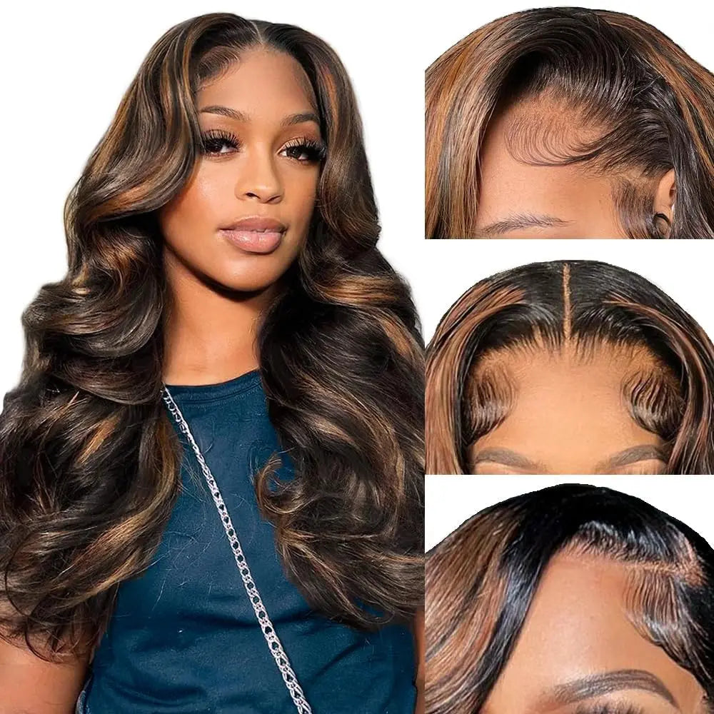Arrêter la dentelle avant Wig Cheveux humains 1B/30 Couleur du corps Wave 13x4 HD Lacentelle perruque frontale Ombre Miel Blonde Cheveux humains Wig pour femmes JCC.COM