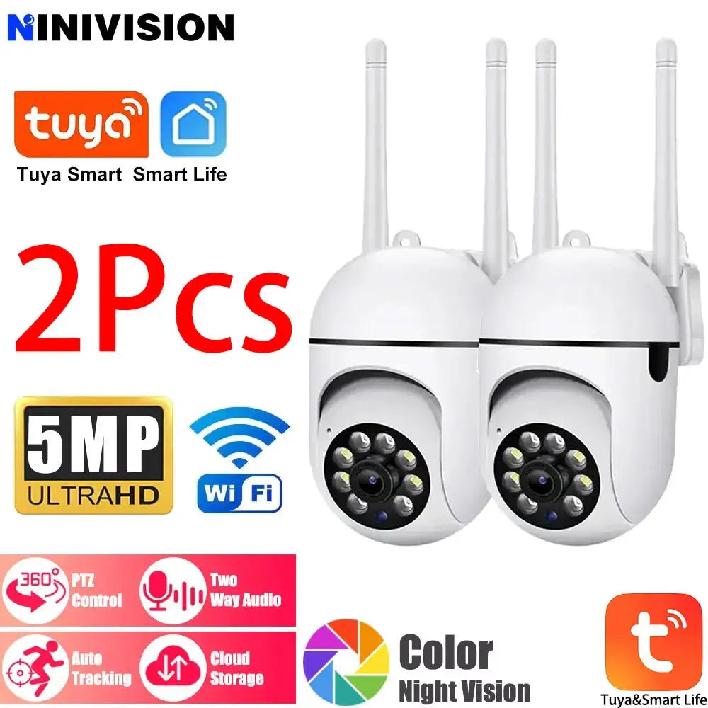Caméra Wi-Fi Tuya 5MP à l'intérieur 360 PTZ Pet Baby Monitor IR Night Vision Ai Détecter les caméras IP de surveillance P2P avec Tuya Smart Life JCC.COM