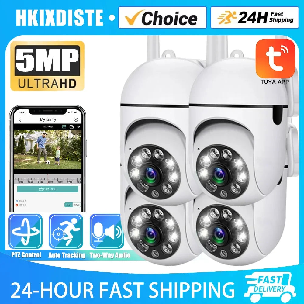 TUYA 5MP Smart Life CCTV Caméra de surveillance de sécurité sans fil en plein air Couleur nuit AI Smart Tracking Audio bidirectionnel JCC.COM