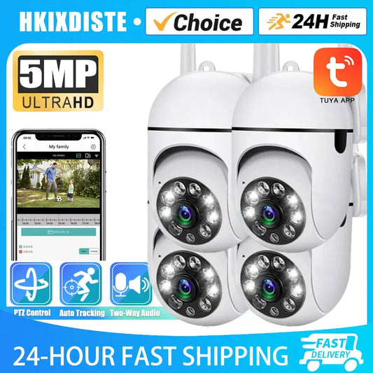 TUYA 5MP Smart Life CCTV Caméra de surveillance de sécurité sans fil en plein air Couleur nuit AI Smart Tracking Audio bidirectionnel JCC.COM