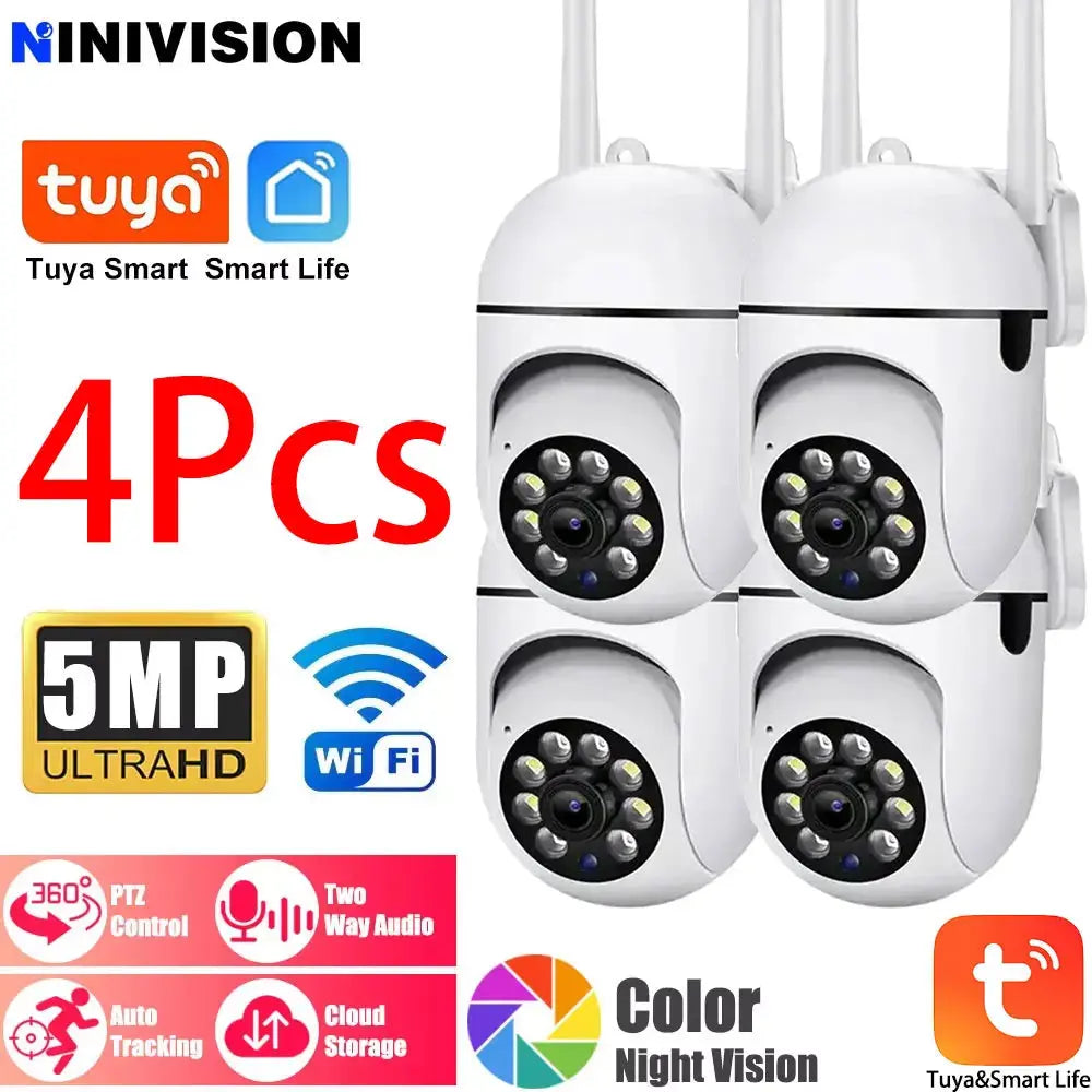 Caméra Wi-Fi Tuya 5MP à l'intérieur 360 PTZ Pet Baby Monitor IR Night Vision Ai Détecter les caméras IP de surveillance P2P avec Tuya Smart Life JCC.COM