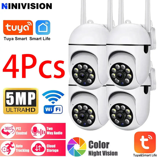 Caméra Wi-Fi Tuya 5MP à l'intérieur 360 PTZ Pet Baby Monitor IR Night Vision Ai Détecter les caméras IP de surveillance P2P avec Tuya Smart Life JCC.COM