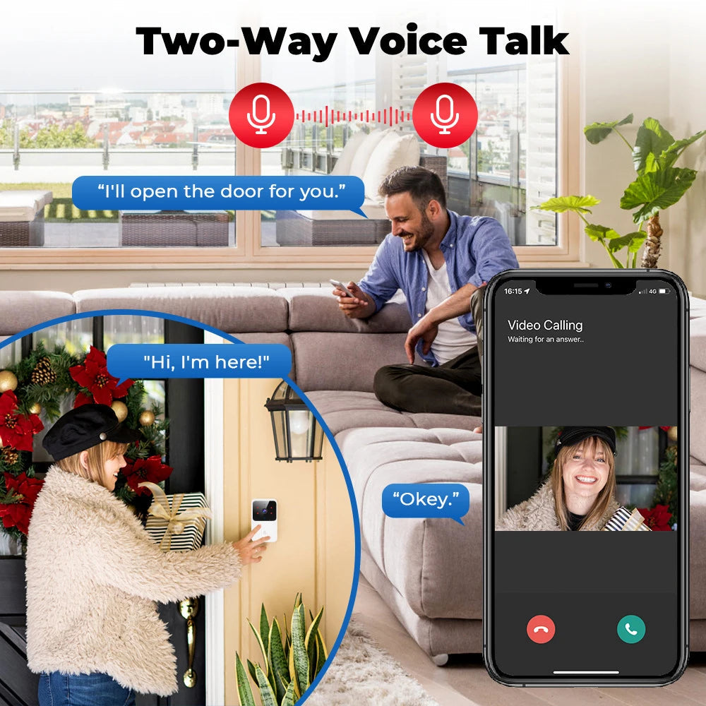 Tuya WiFi Vidéo Doorbell Caméra HD sans fil IR Alarm Sécurité Smart Home Door Bell WiFi Interphone pour la maison JCC.COM