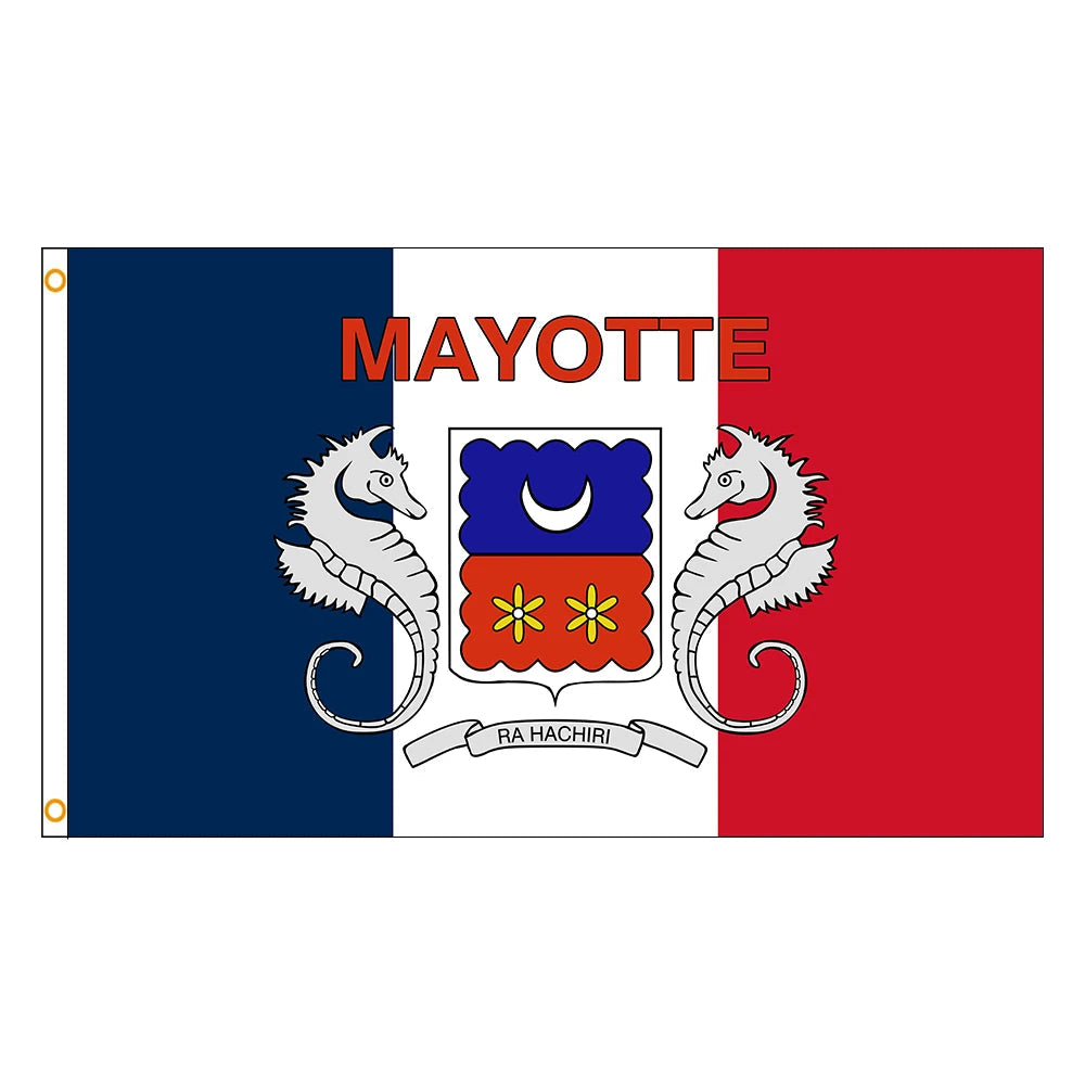 Drapeau de Mayotte 90×150 cm – Polyester Résistant pour Décoration & Extérieur JCC.COM