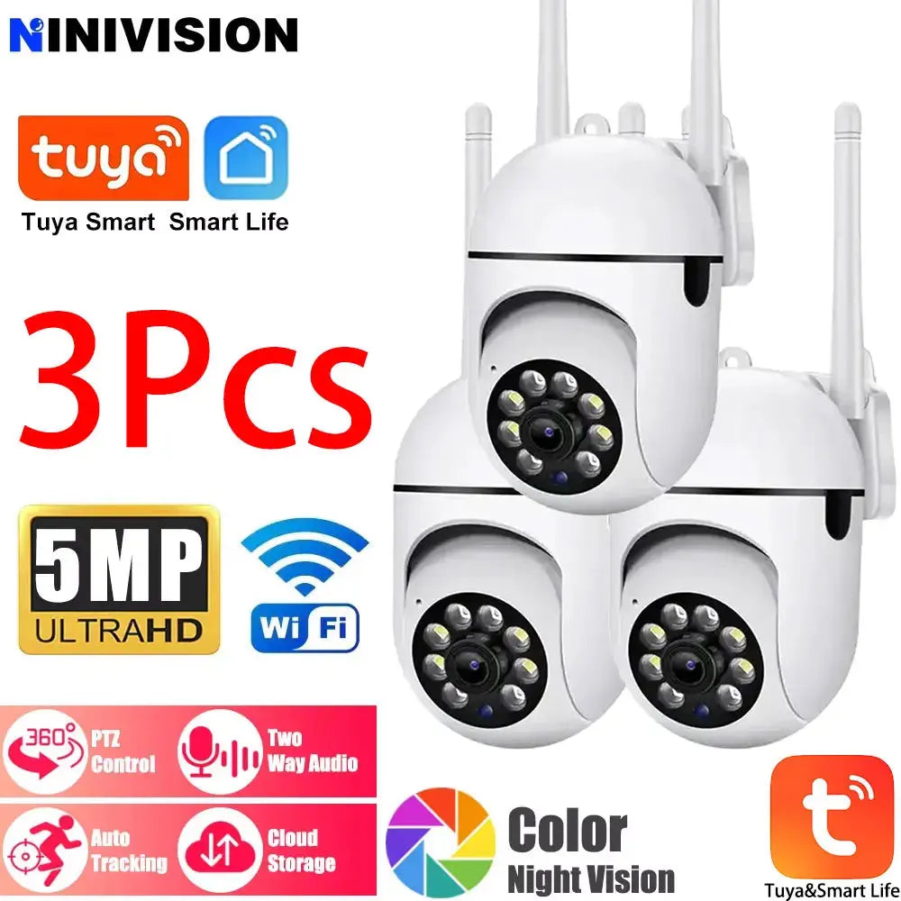 Caméra Wi-Fi Tuya 5MP à l'intérieur 360 PTZ Pet Baby Monitor IR Night Vision Ai Détecter les caméras IP de surveillance P2P avec Tuya Smart Life JCC.COM
