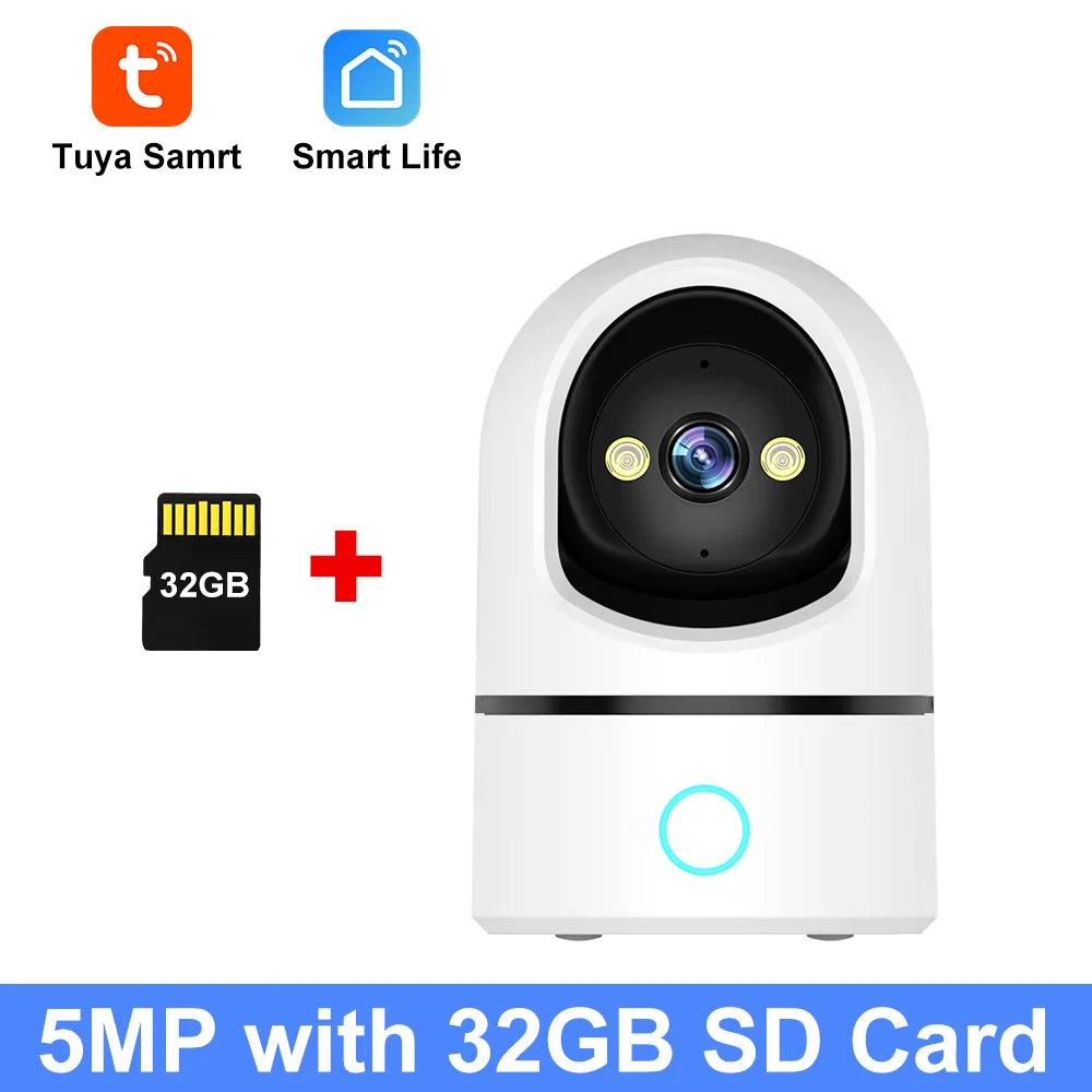 Tuya 5MP HD WIFI Caméras de sécurité Couleur Vision nocturne Fonction de suivi automatique 360 rotation Un clic Appel Audio bidirectionnel JCC.COM