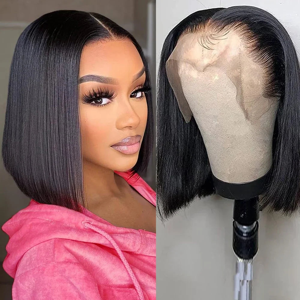 Perruque Bob Brésilien Remy 13×4 – Cheveux Humains 100% Lisses, 14" JCC.COM