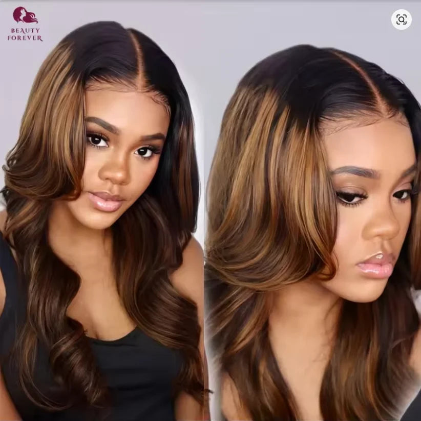 ombre Highlight Vague de cheveux humains prêts à porter des perruques sans colle pour le corps Lace 100% demy miel humain blode cheveux humains Wig JCC.COM