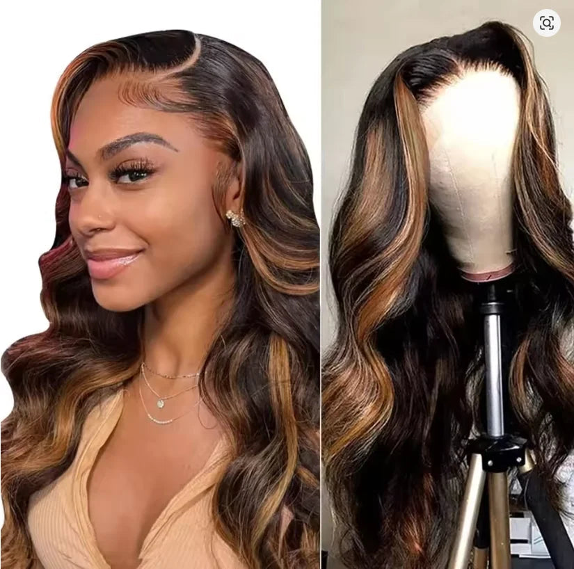 ombre Highlight Vague de cheveux humains prêts à porter des perruques sans colle pour le corps Lace 100% demy miel humain blode cheveux humains Wig JCC.COM