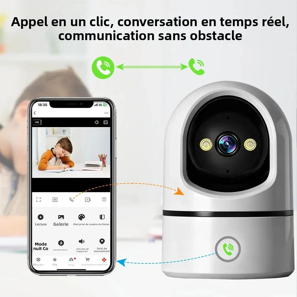 Tuya 5MP HD WIFI Caméras de sécurité Couleur Vision nocturne Fonction de suivi automatique 360 rotation Un clic Appel Audio bidirectionnel JCC.COM