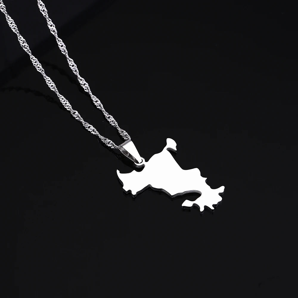 mode Français Mayotte île Carte pendentif Collier acier inoxydable Hommes femmes Ethnies cartes bijoux Cadeau JCC.COM