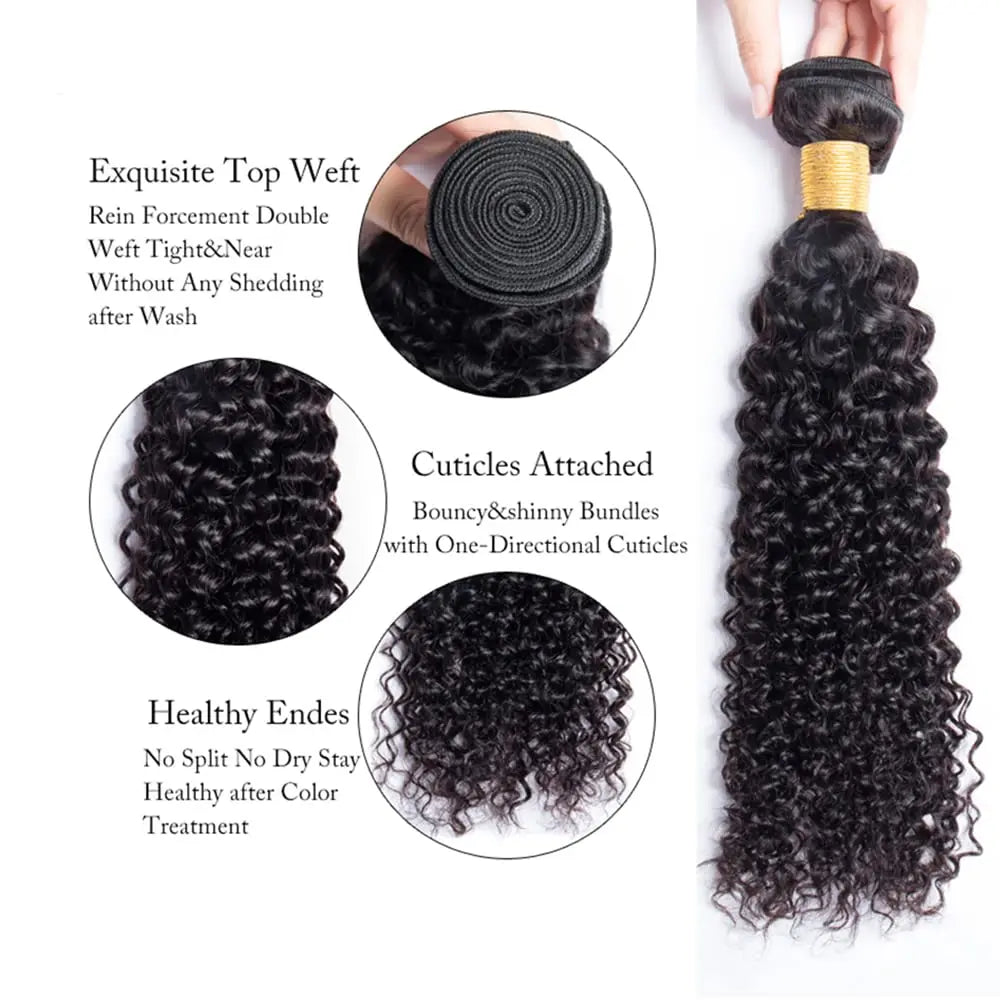 Extensions Cheveux Humains Brésiliens Kinky Curly – Bundles 1–3 pièces (12″–32″) JCC.COM