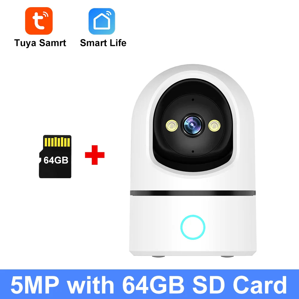 Tuya 5MP HD WIFI Caméras de sécurité Couleur Vision nocturne Fonction de suivi automatique 360 rotation Un clic Appel Audio bidirectionnel JCC.COM