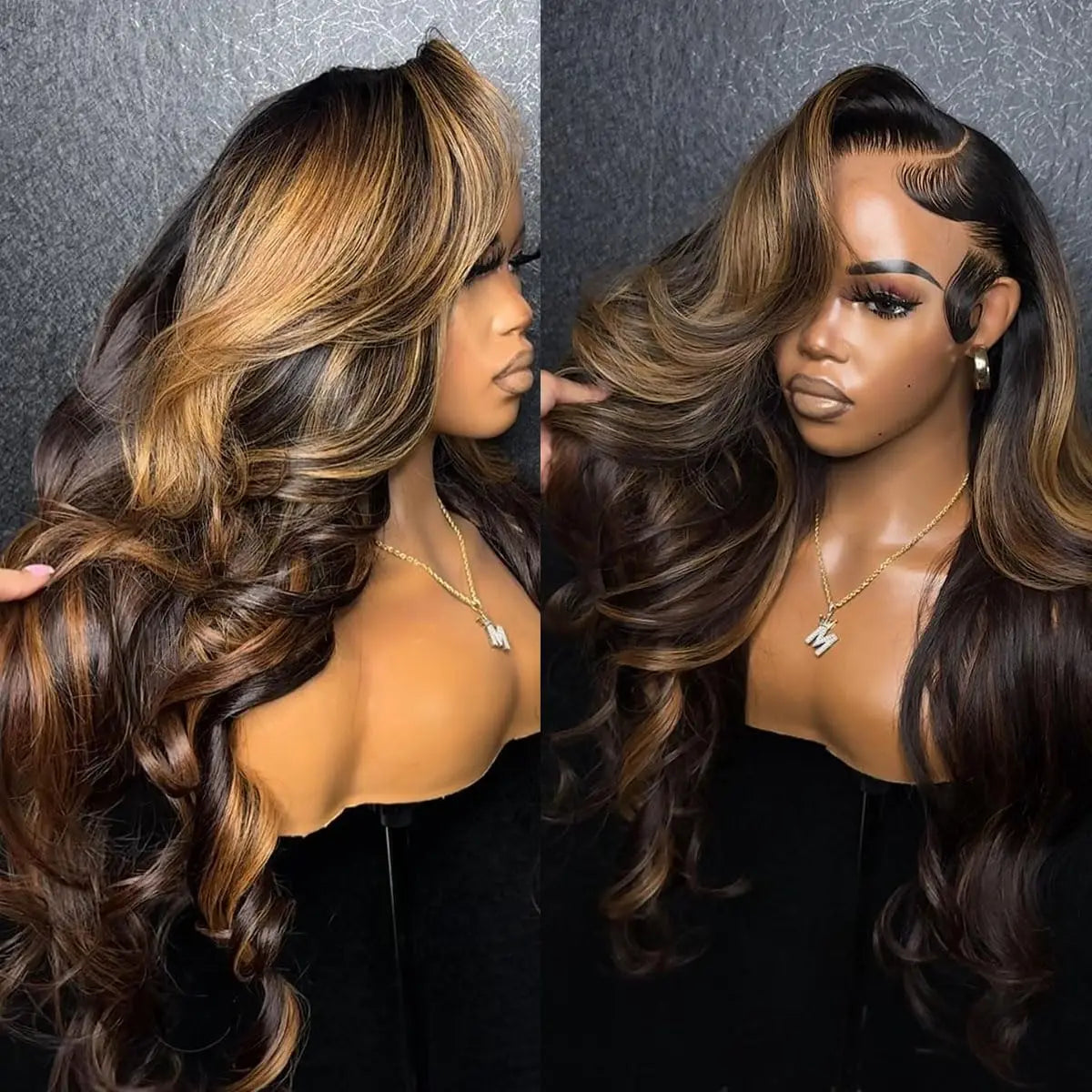Arrêter la dentelle avant Wig Cheveux humains 1B/30 Couleur du corps Wave 13x4 HD Lacentelle perruque frontale Ombre Miel Blonde Cheveux humains Wig pour femmes JCC.COM