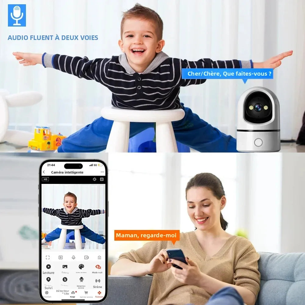 Tuya 5MP HD WIFI Caméras de sécurité Couleur Vision nocturne Fonction de suivi automatique 360 rotation Un clic Appel Audio bidirectionnel JCC.COM