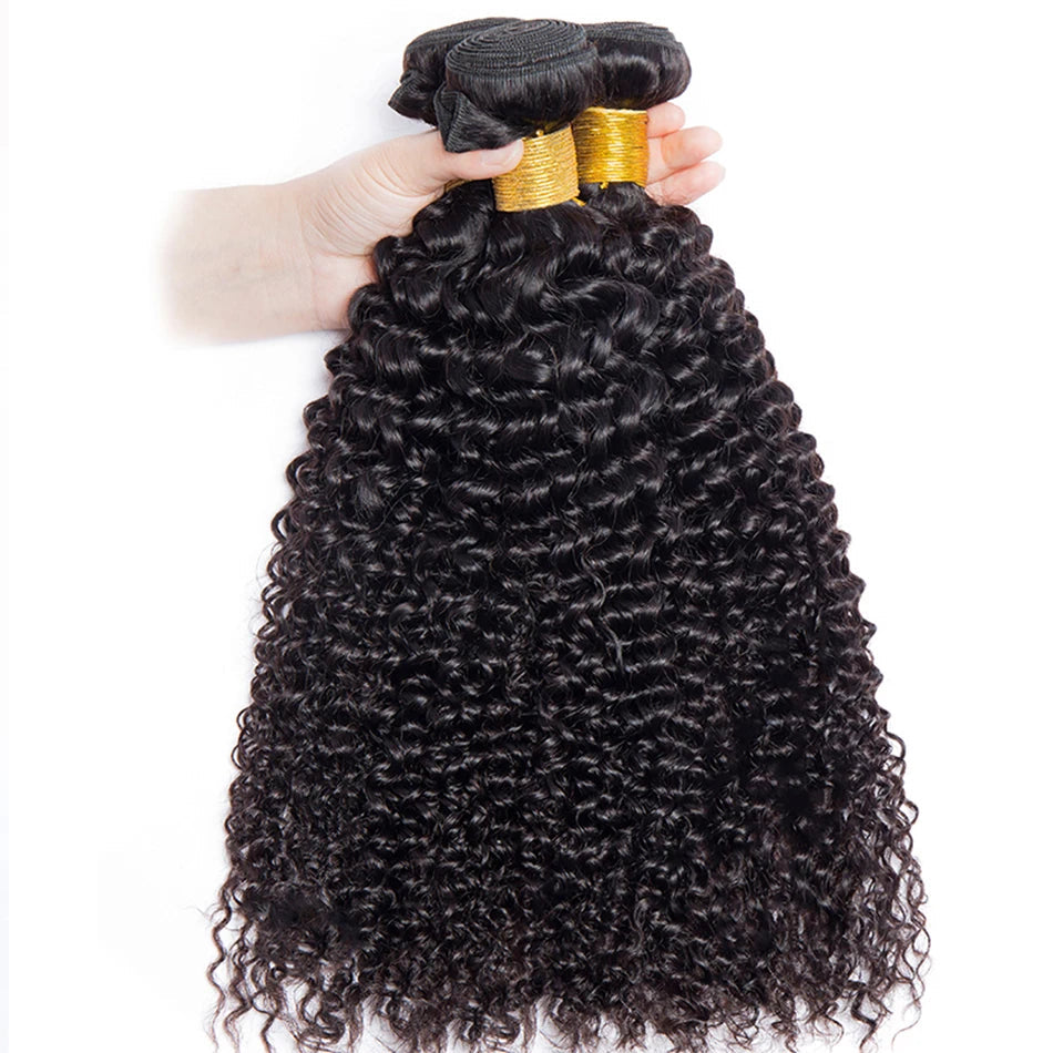 Extensions Cheveux Humains Brésiliens Kinky Curly – Bundles 1–3 pièces (12″–32″) JCC.COM
