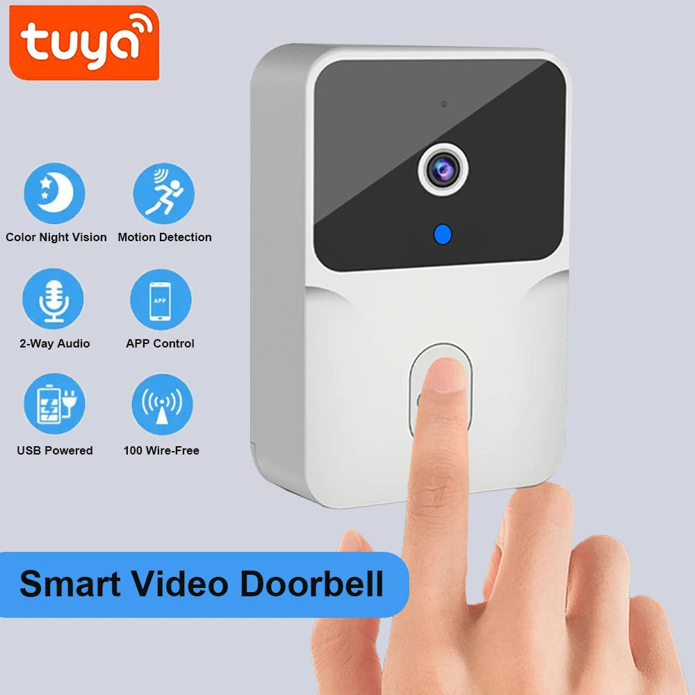 Tuya WiFi Vidéo Doorbell Caméra HD sans fil IR Alarm Sécurité Smart Home Door Bell WiFi Interphone pour la maison JCC.COM