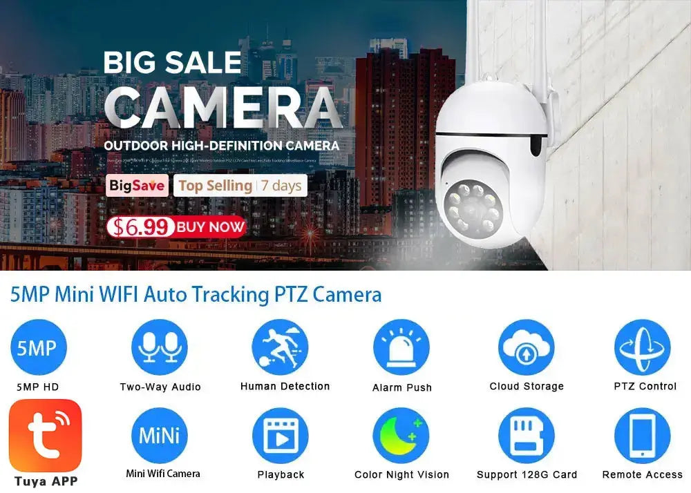 Caméra Wi-Fi Tuya 5MP à l'intérieur 360 PTZ Pet Baby Monitor IR Night Vision Ai Détecter les caméras IP de surveillance P2P avec Tuya Smart Life JCC.COM