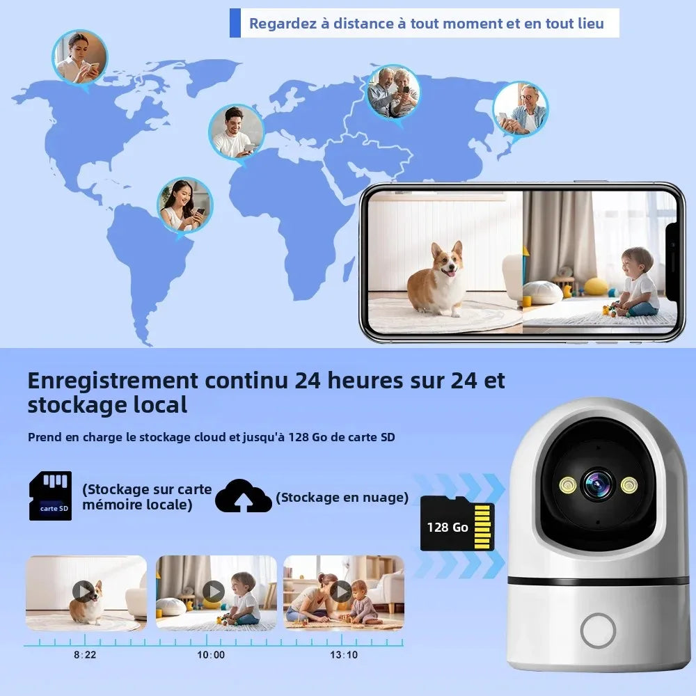 Tuya 5MP HD WIFI Caméras de sécurité Couleur Vision nocturne Fonction de suivi automatique 360 rotation Un clic Appel Audio bidirectionnel JCC.COM