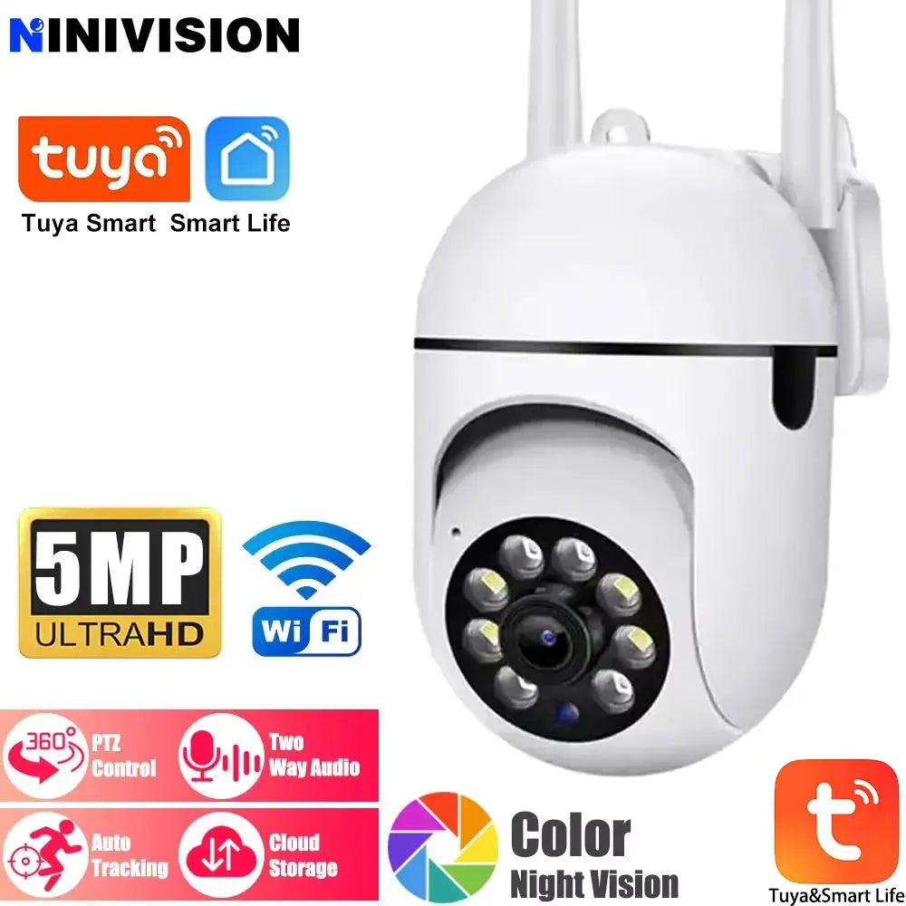 Caméra Wi-Fi Tuya 5MP à l'intérieur 360 PTZ Pet Baby Monitor IR Night Vision Ai Détecter les caméras IP de surveillance P2P avec Tuya Smart Life JCC.COM