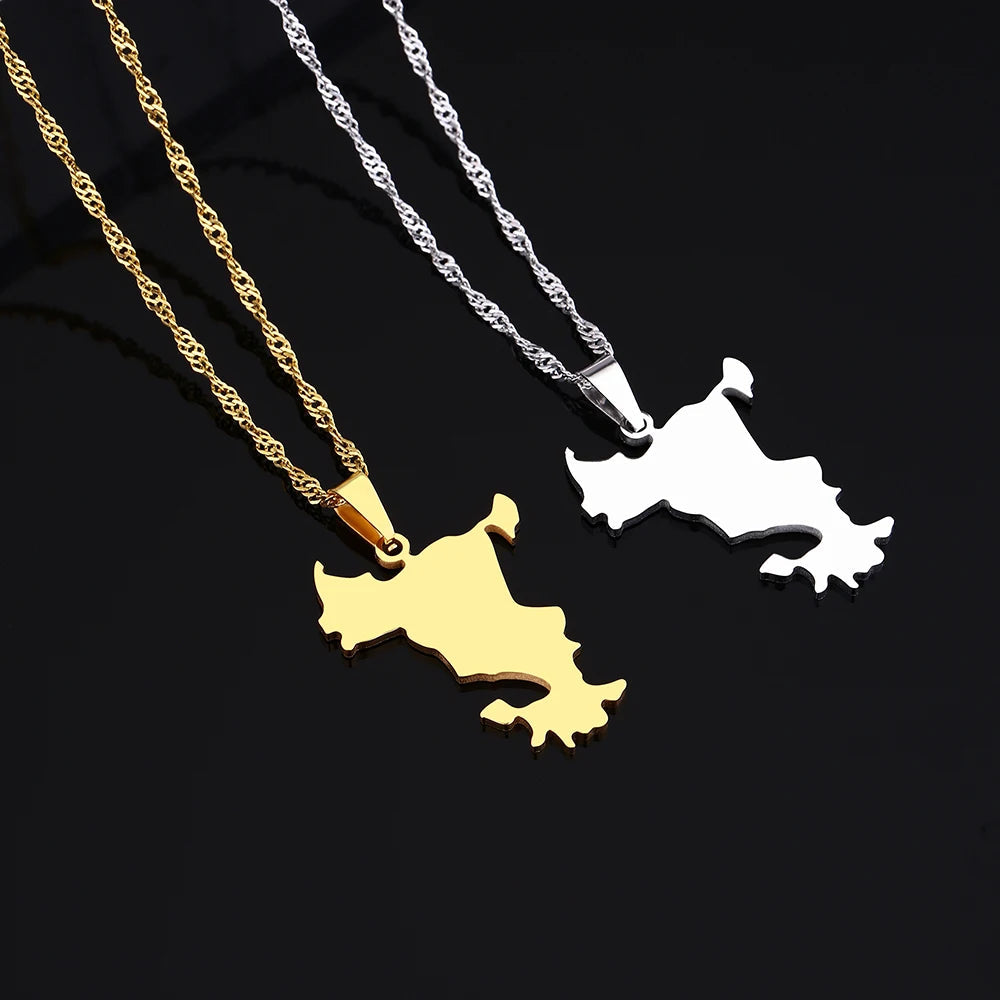 mode Français Mayotte île Carte pendentif Collier acier inoxydable Hommes femmes Ethnies cartes bijoux Cadeau JCC.COM