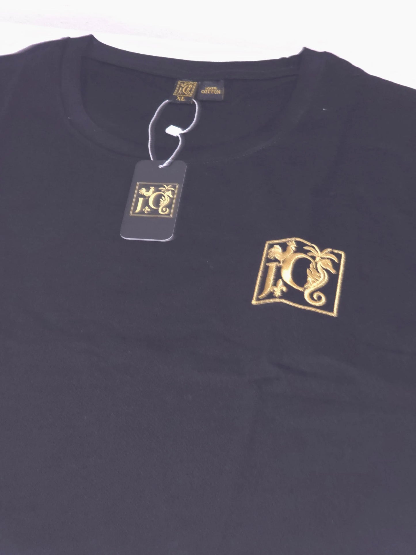 T-shirt JCC Noir Premium Logo Brodé Or | Style Luxe & Minimaliste JCC.COM