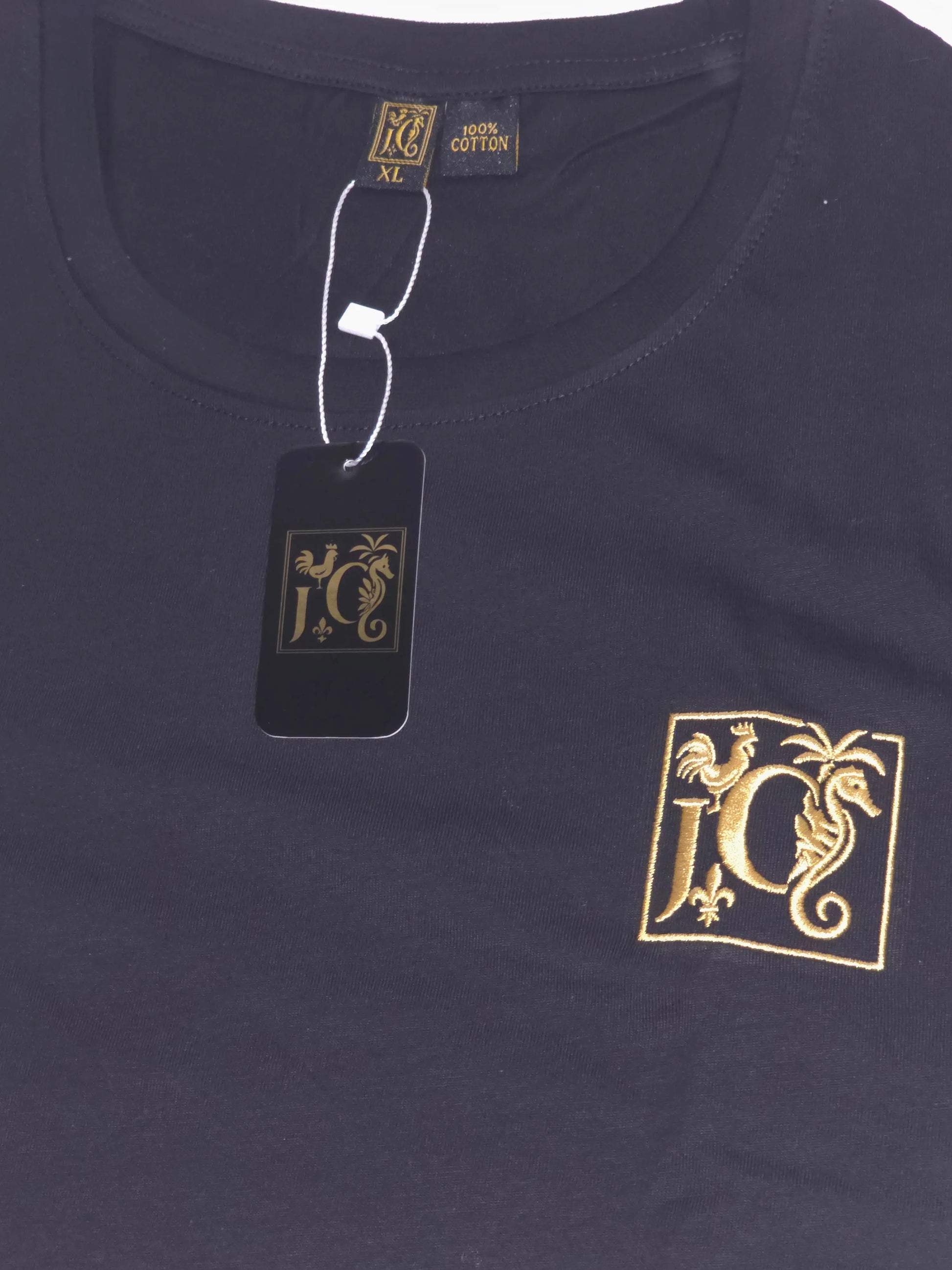 T-shirt JCC Noir Premium Logo Brodé Or | Style Luxe & Minimaliste JCC.COM